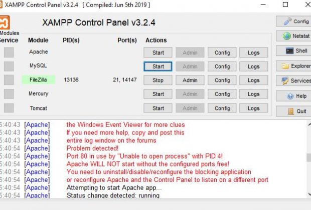 Mengatasi Error Port 80 in use by "Unable to open process" with PID 4!
